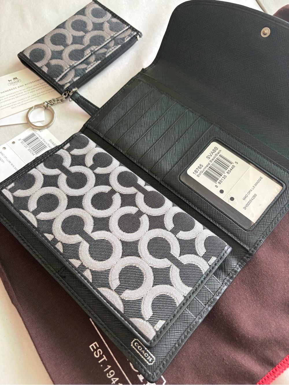 NWT Coach SET Madison Op Art Lurex Checkbook Wallet & Mini Skinny Rare Bundle - Picture 4 of 16